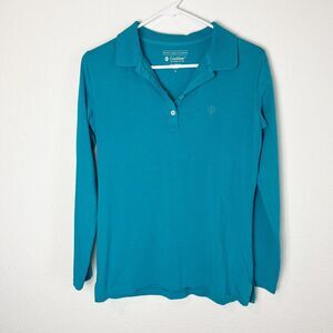 Coolibar Shirt Womens Small Blue Long Sleeve UPF 50+ Sun Protection Cotton Blend